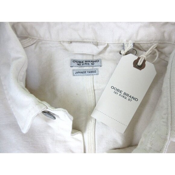 OOBE Brand Men's Button Front Canvas Cotton Chore Coat Natural White NWT - Picture 8 of 8